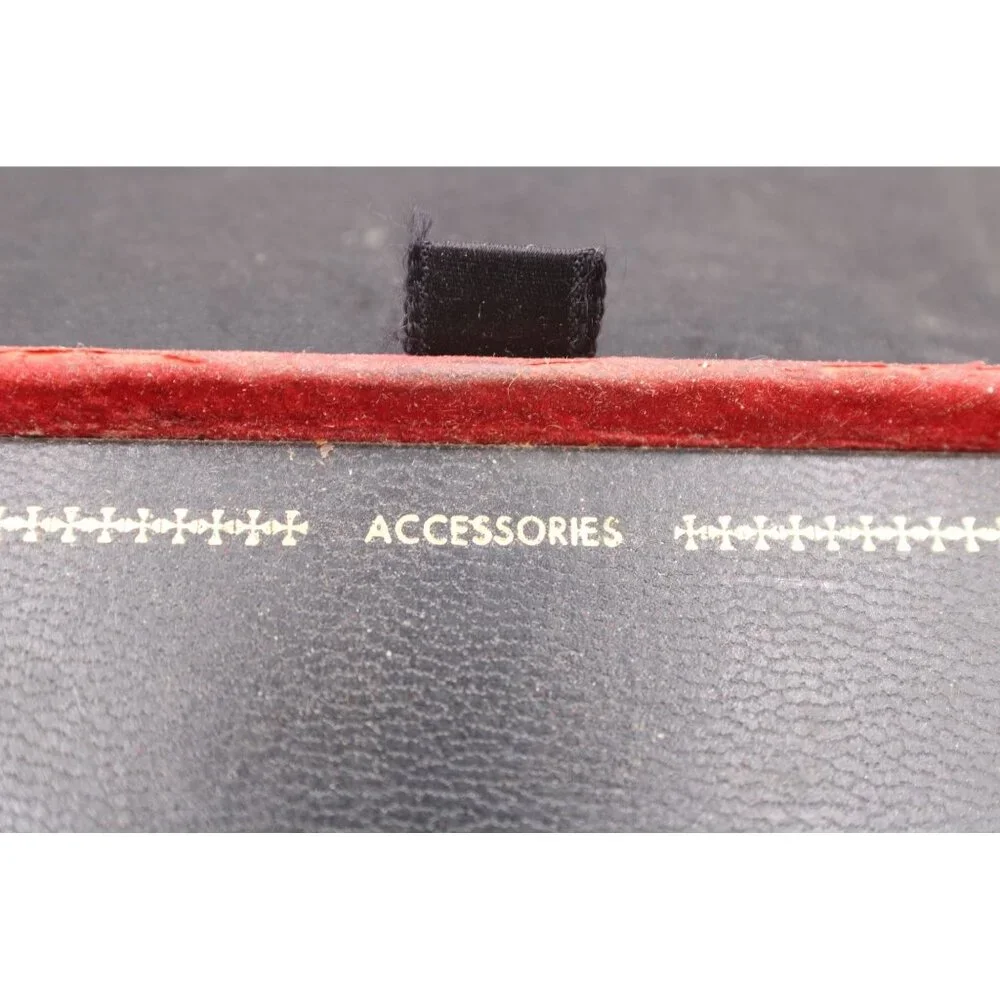Vtg 1960s Black Red Accessory Jewelry Storage Box Compartments Gold Airline Logo